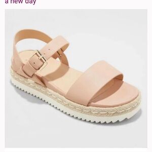 A New Day Blush Rianne Espadrille Ankle Strap Platform Sandals Size 8.5